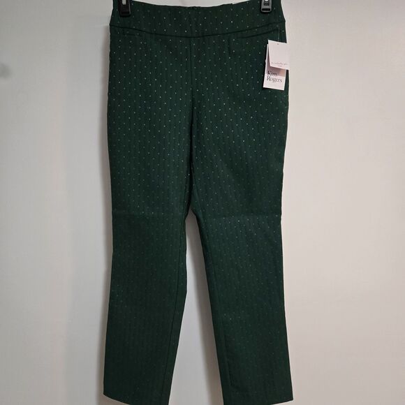 Kim Rogers Petite 8P Deep Green Millennium Pullon Straight Pant Pocket 30x29 NEW - Picture 1 of 6
